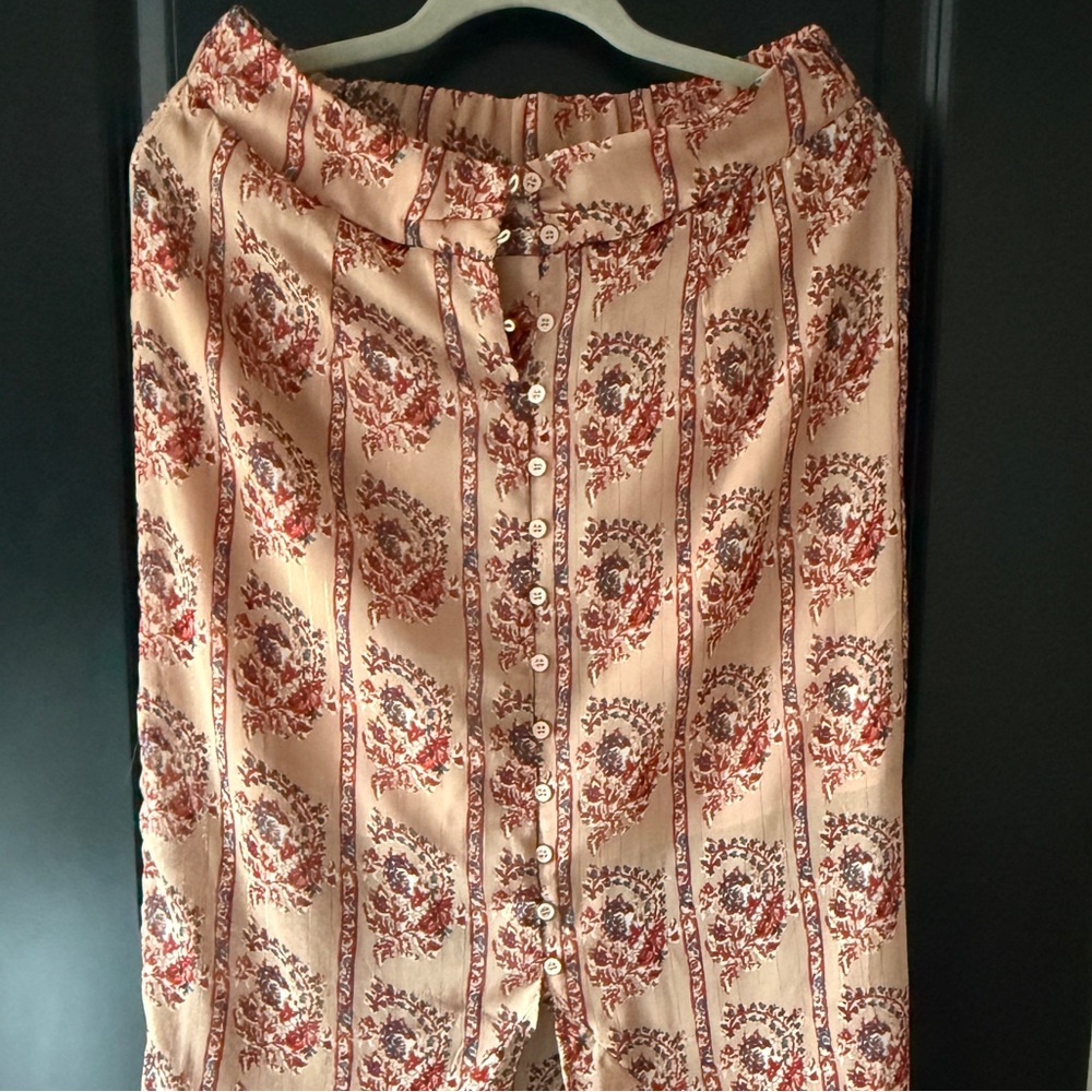 Buddy Love Tan and Red Floral High Low Skirt